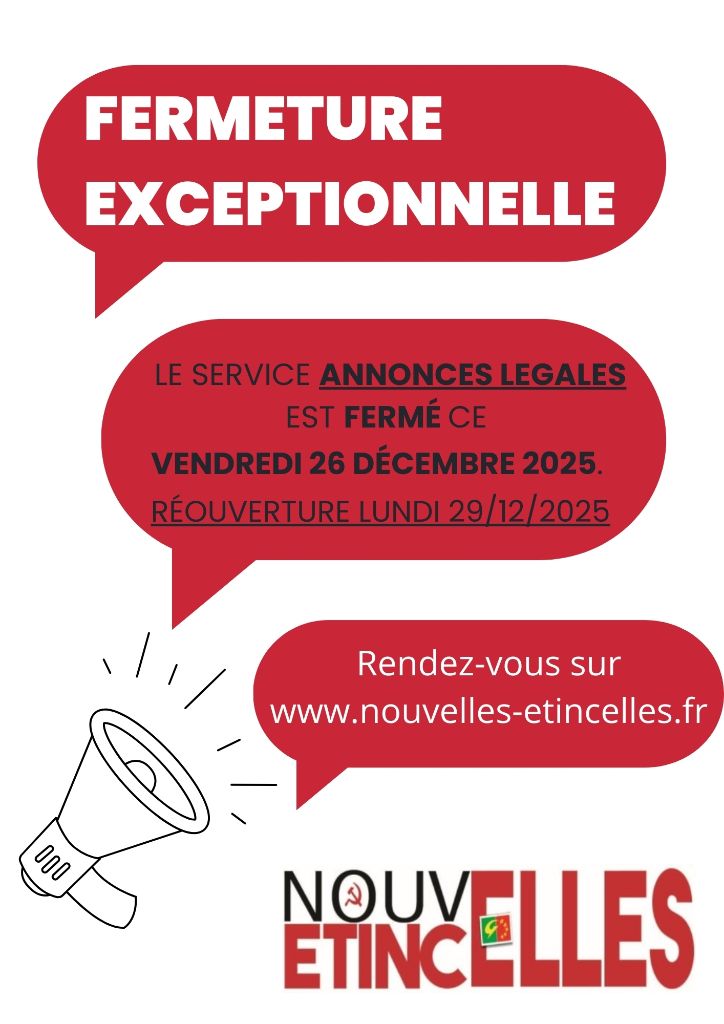 Fermeture exceptionnelle le vendredi 26 décembre 2025. Réouverture le lundi 29 décembre 2025 aux horaires habituels